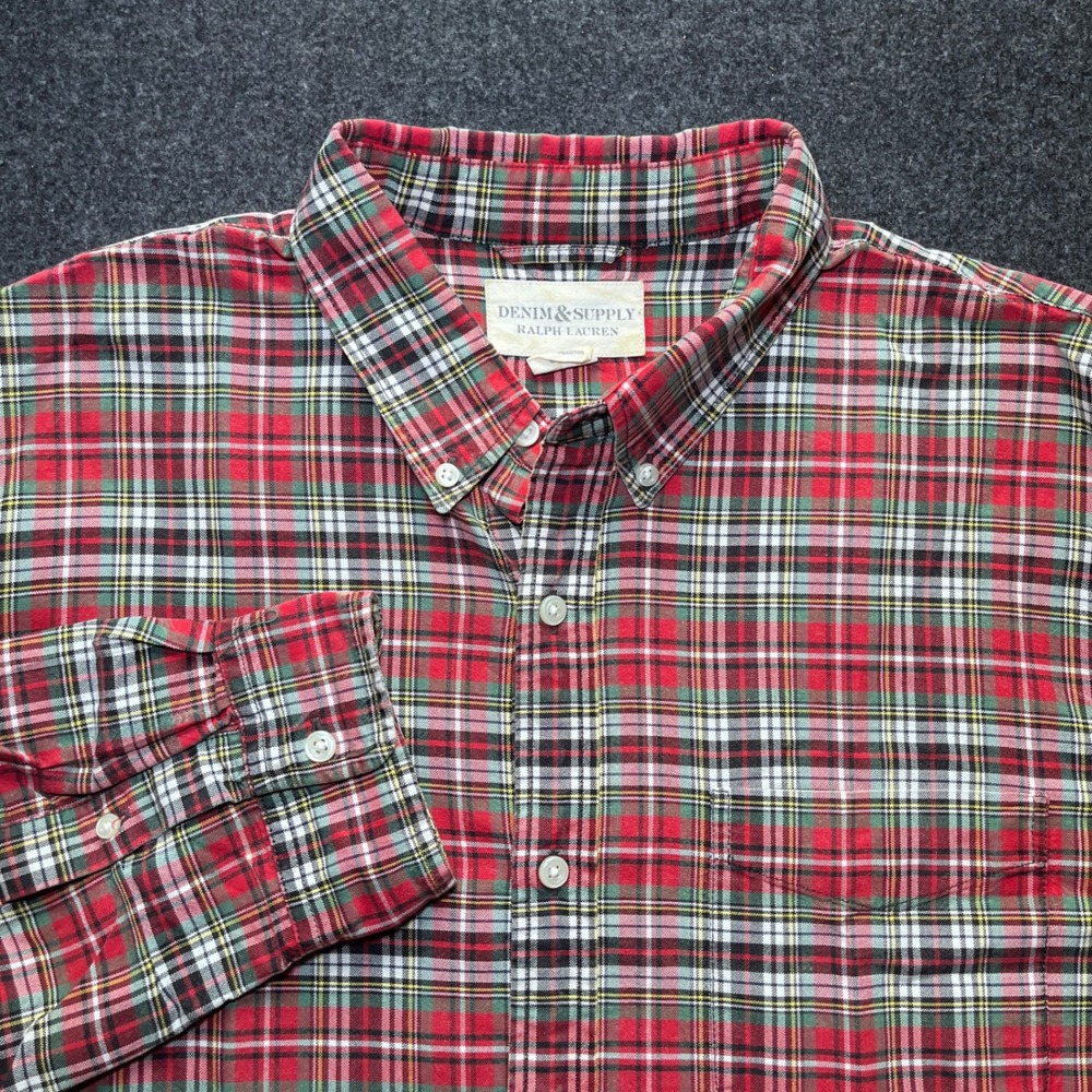 Denim & Supply Ralph Lauren Shirt Mens XL Red Plaid Good Cotton Button Down